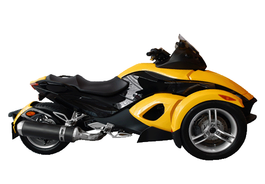 trike-motorcycle Yellow powersport trike.